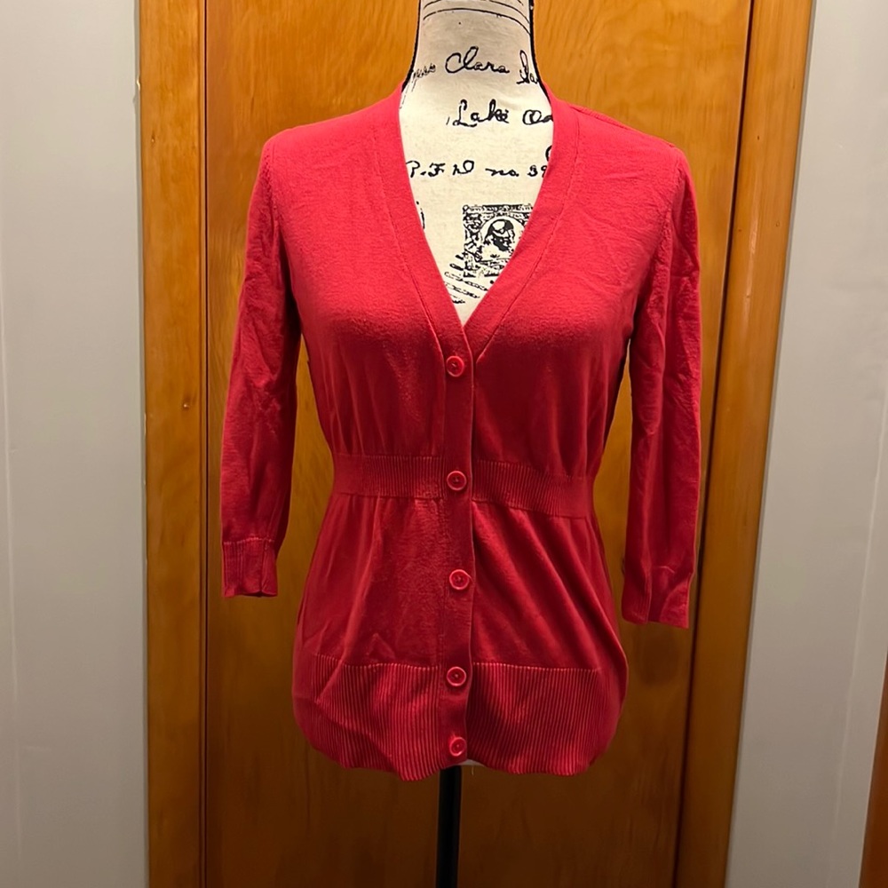 Ann Taylor salmon colored cardigan